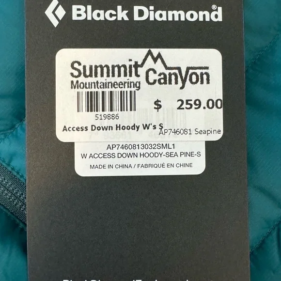 NWT Black Diamond Access Down Hoody Seapine Teal - Picture 8 of 8